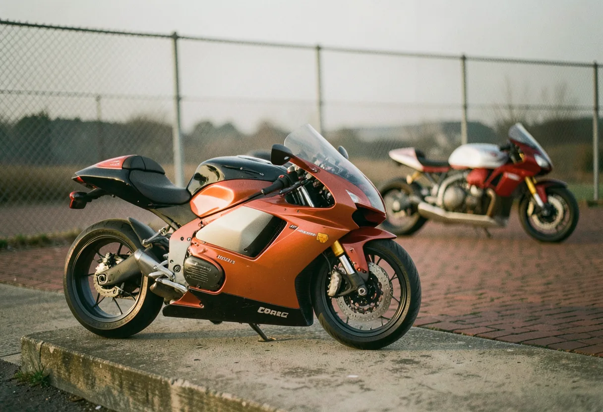 Ducati Panigale V4 R Spec Corse, golden-hour light, evolution of Corse DNA.