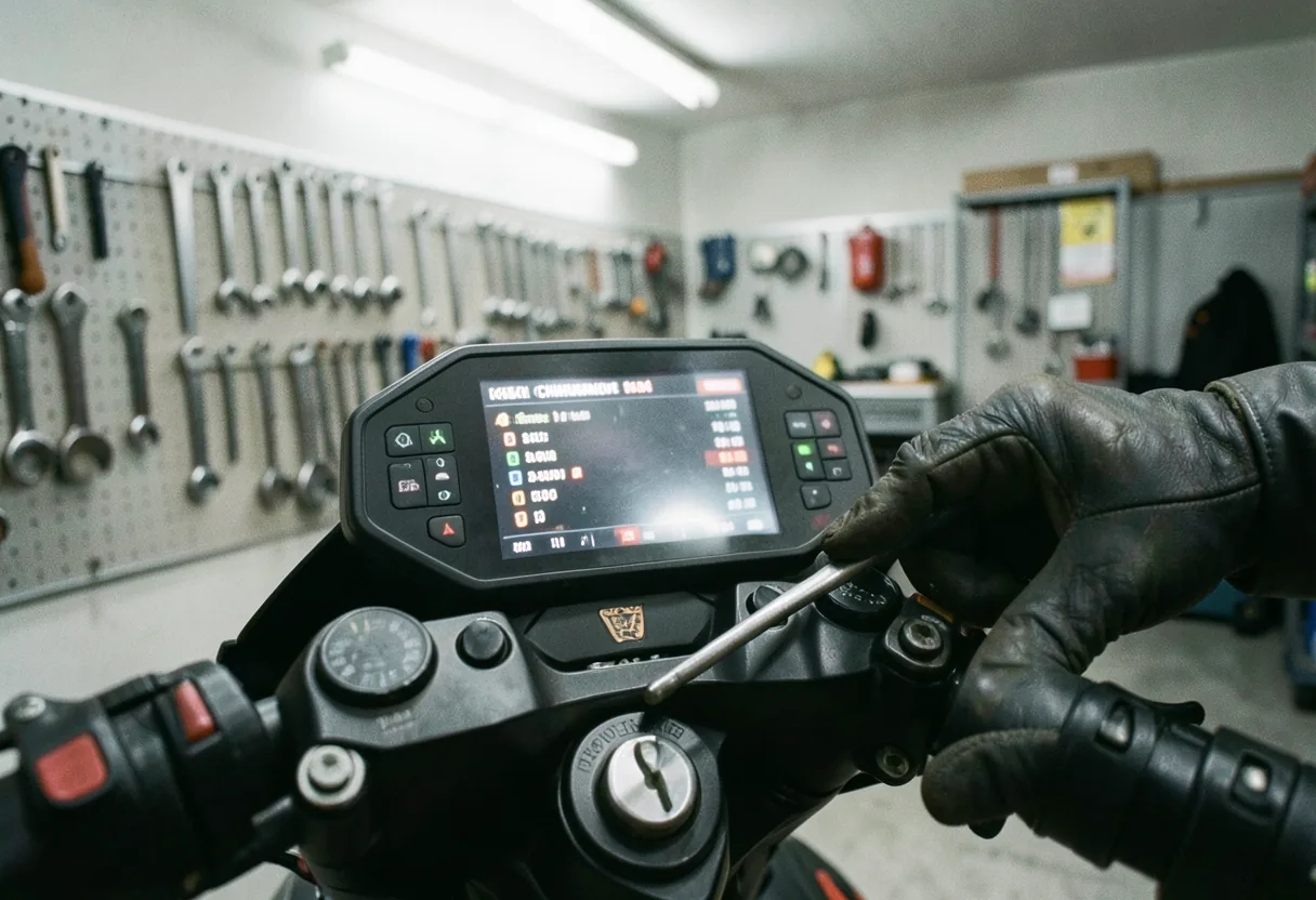 Superbike with blurred background, showing championship points and rider rankings.
