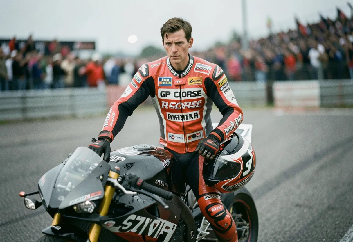 Tommy Bridewell in racing gear, standing on grid, British Superbike Champion profile.